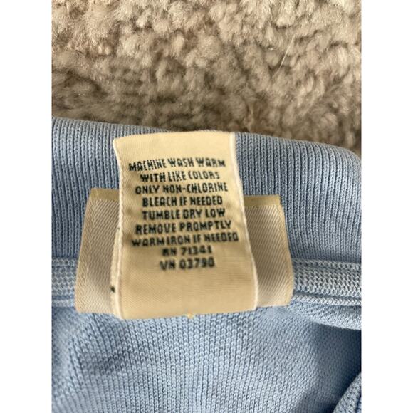 LL Bean Size L Minimalist Casual Polo Top Blue Short Sleeve Collar Button - Picture 9 of 10